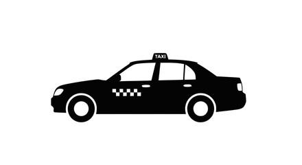 Obraz premium Vector illustration of black silhouette of a taxi car on a transparent background