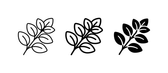 Obraz premium Botanical Branch Icons: Outline, Filled, Silhouette Plant Sprigs for Nature Design