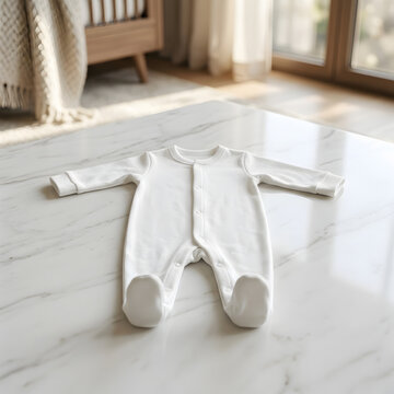 White Baby Footed Pajamas Set on Display.