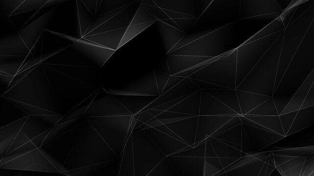 Abstract dark geometric background with moving triangular shapes and glowing white lines in a 3d motion loop