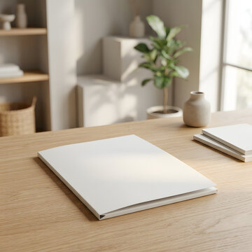 Modern minimalist white laptop on wooden desk surface.