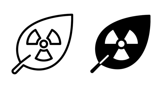 Radiation Symbol Leaf Icons, Nuclear Energy Danger Warning, Biohazard Environmental Threat, Eco Hazard Alert, Vector Graphics