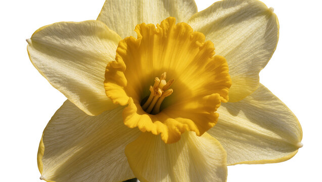 Isolated beautiful yellow daffodil flower close-up, a vibrant sign of spring and natural beauty