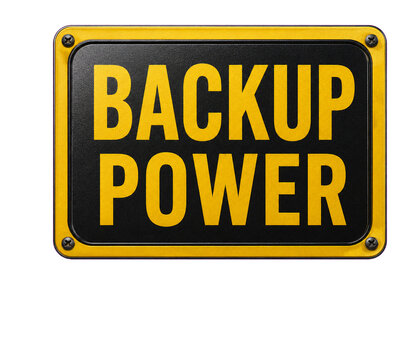 Backup power warning sign isolated on transparent background