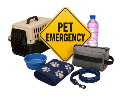 Pet emergency supplies with carrier bowl leash and water