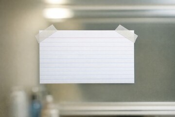 Obraz premium A piece of paper taped to a mirror with handwritten notes or reminders