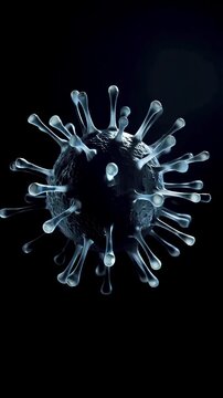 Microscopic bacteria floating on an empty black background, vertical video featuring scientific microorganism animation, microbiology concepts and medical research visualization