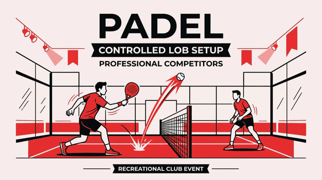 Padel Controlled Lob Setup Professional Competitors Recreational Club Event Illustration