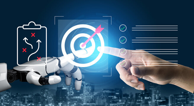 A human hand and robotic hand interact to highlight the synergy between technology and human capability. This image represents innovation and precision in the digital age. Cyphers