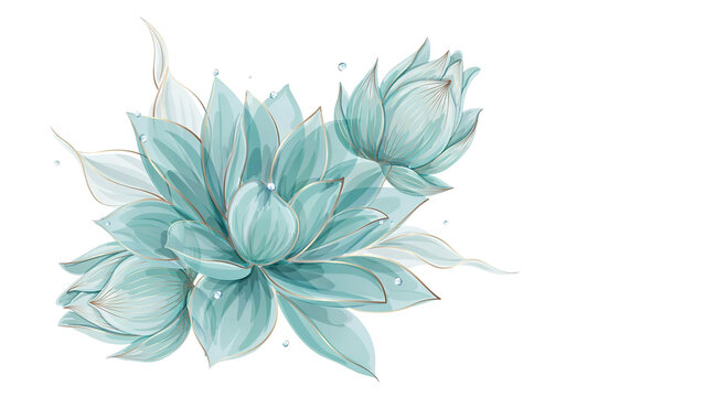 Delicate aquamarine agave flower blossoms isolated on a transparent background, aquamarine agave flowers