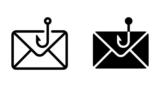 Email Phishing Icons, Cyber Security Threat Vector, Digital Scam Alert, Data Breach Warning, Internet Fraud Concept