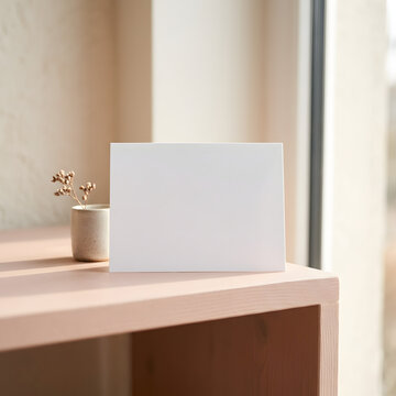Modern minimalist white wall mounted shelf with decor.