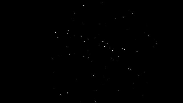 Abstract background of sparkling white particles scattered across a dark, starry night sky in a cosmic explosion pattern (521)