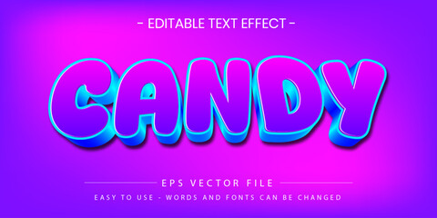 Fototapeta premium Candy text effect editable bubblegum sweet game vector