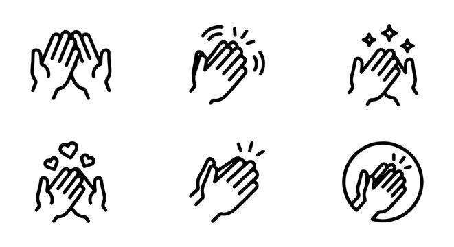 Clapping Hands Icons: Applause, Approval, Celebration, Recognition, Support, Praise