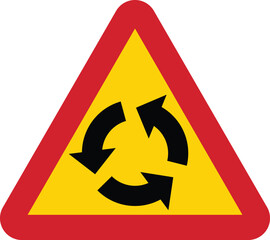 Roundabout Intersection Warning Sign Sweden Style Vector Illustration © Sandra