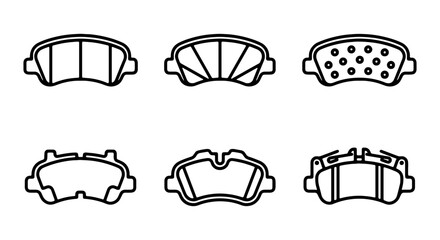 Car Brake Pad Icons, Automotive Parts Set, Vehicle Component Vector Graphics © MIRA