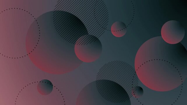 Abstract geometric background circles and dotted and hatched patterns, soft gradient lighting modern minimalist design animation