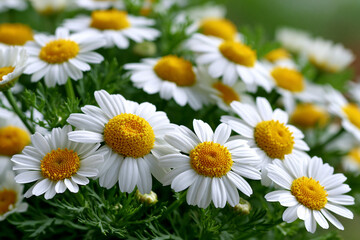 Fototapeta premium Flowers bloom in a garden on a sunny day