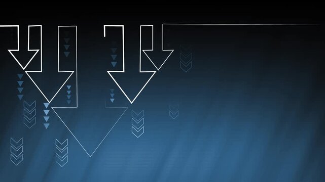 Abstract background with diagonal and multiple outlined downward arrows grouped left, modern arrow tech design animation background