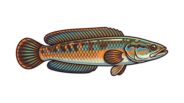 Snakehead Fish Illustration - Aquatic Predator, Fresh Water Species