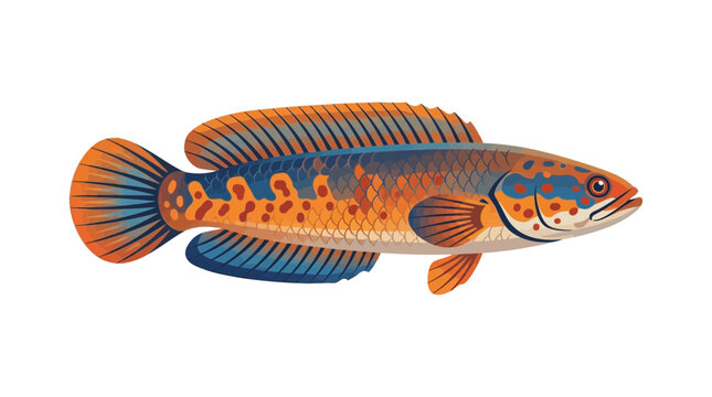 Vibrant Snakehead Fish Illustration - Aquatic Wildlife