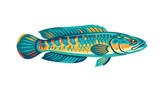 Vibrant Snakehead Fish Illustration - Aquatic Wildlife