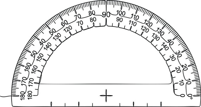 Protractor, angle ruler, degree measure, geometry tool
