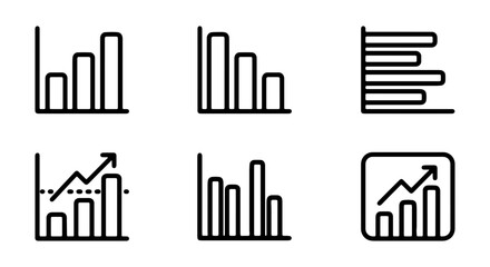 Obraz premium Business Growth Bar Chart Icons, Data Analysis Graphics, Financial Performance Vector Set