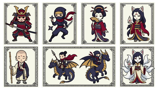Japanese Mythic Chibi Warriors Illustration Collection