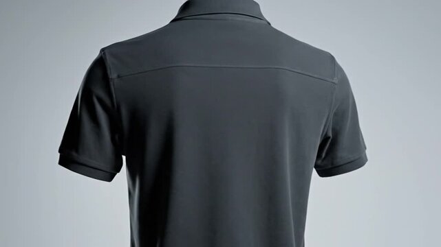 Dark grey polo shirt on mannequin in studio