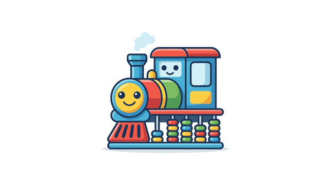 Cute cartoon train illustration on white background