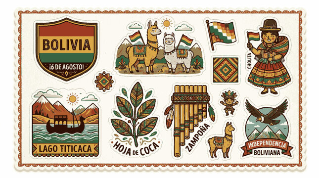 Bolivian cultural sticker collection