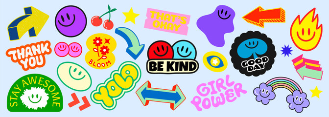Obraz premium Colorful retro stickers collection vector