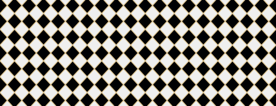 Classic harlequin black white pattern background vector