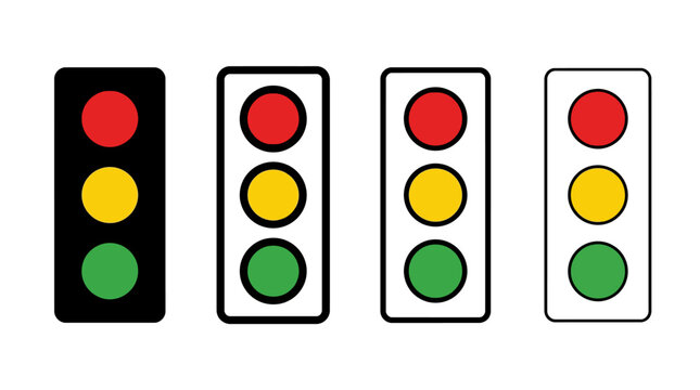 Traffic light icon set in minimalist flat design for signage