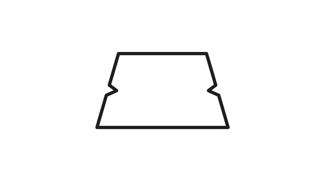 Simple geometric trapezoid shape outline on white background