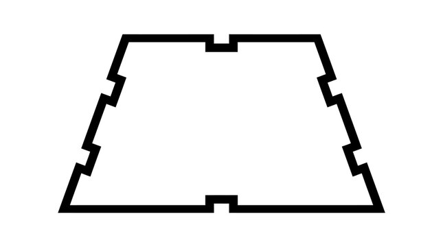 Simple outline of a trapezoidal shape on white background