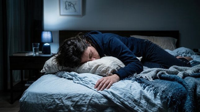 Young Woman Sleeping Peacefully On A Cozy Bed At Night