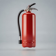 Obraz premium Red fire extinguisher isolated on gray background emergency safety equipment product photo 