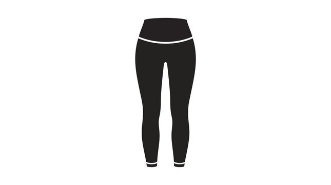 Elegant silhouette of black leggings on white background