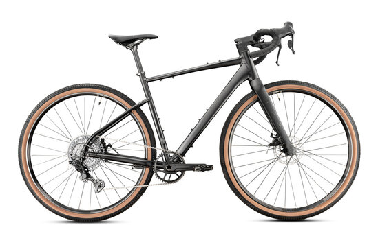 Dark gravel bike isolated on white