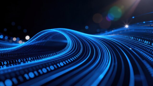 Abstract digital wave with binary code