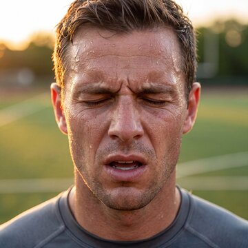 Athlete Face in Peak Exertion Captures Determination and Human Spirit