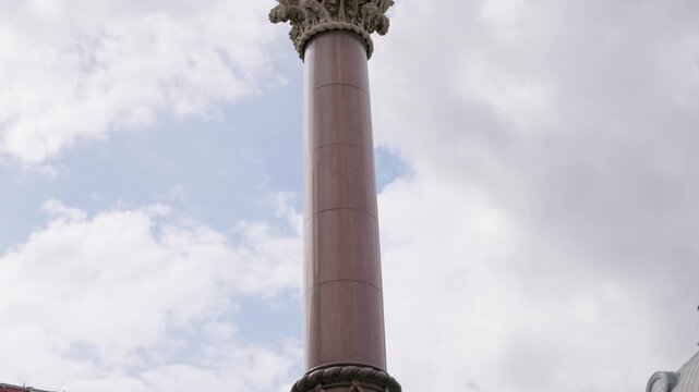 London Monument Column Low Angle Detail Near Westminster Abbey