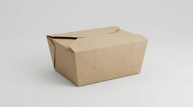 A small rectangular brown paper takeaway food box featuring a simple folded design with clean edges and smooth matte texture.