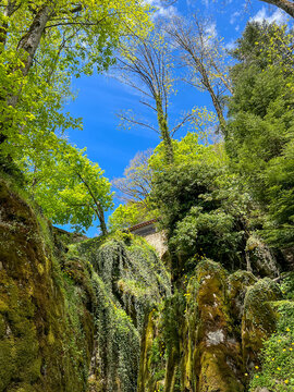 This site is Sasso Spicco (Protruding Rock) in the Sanctuary of La Verna, Italy, where, according to tradition, St. Francis of Assisi often prayed and meditated.