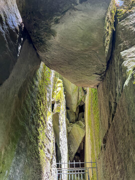 This site is Sasso Spicco (Protruding Rock) in the Sanctuary of La Verna, Italy, where, according to tradition, St. Francis of Assisi often prayed and meditated.