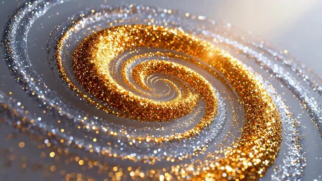 Golden and silver glitter spiral