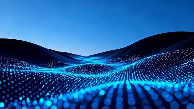 Blue digital wave landscape